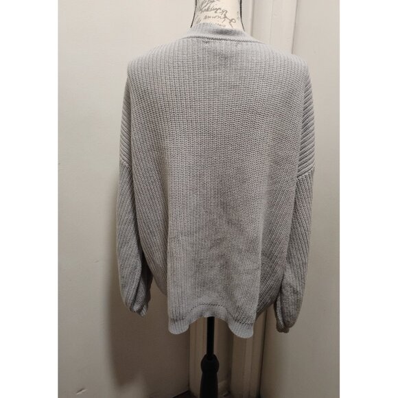 FOREVER 21 Women's Gray Long Sleeve Cardigan V Neck Button Front Pocket Large - Picture 11 of 15